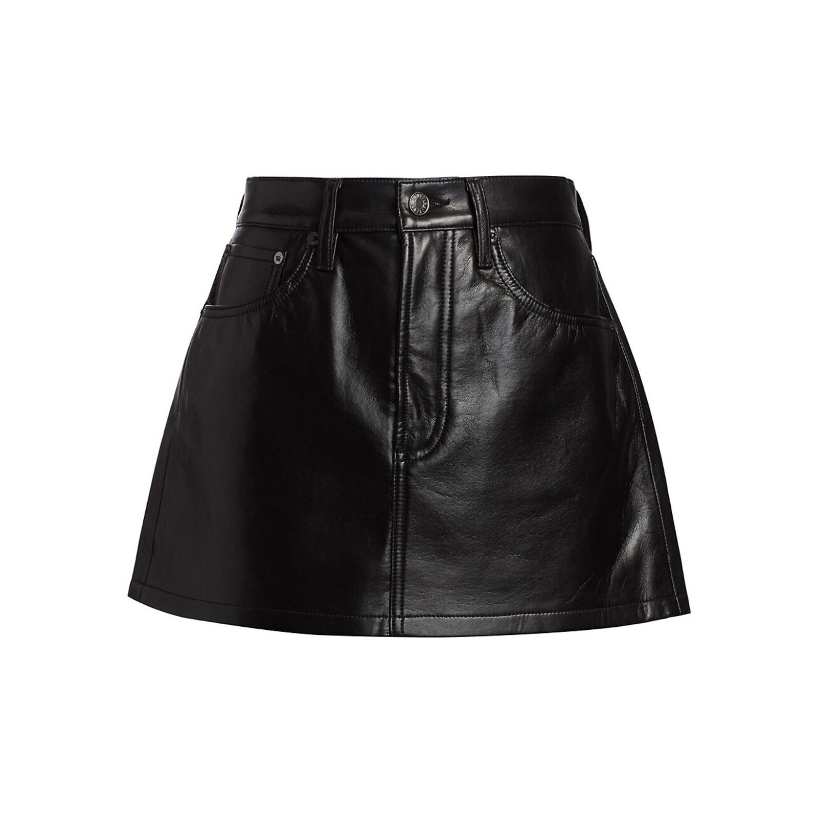 Agolde 'Liv' Black Leather Mini Skirt Size 26