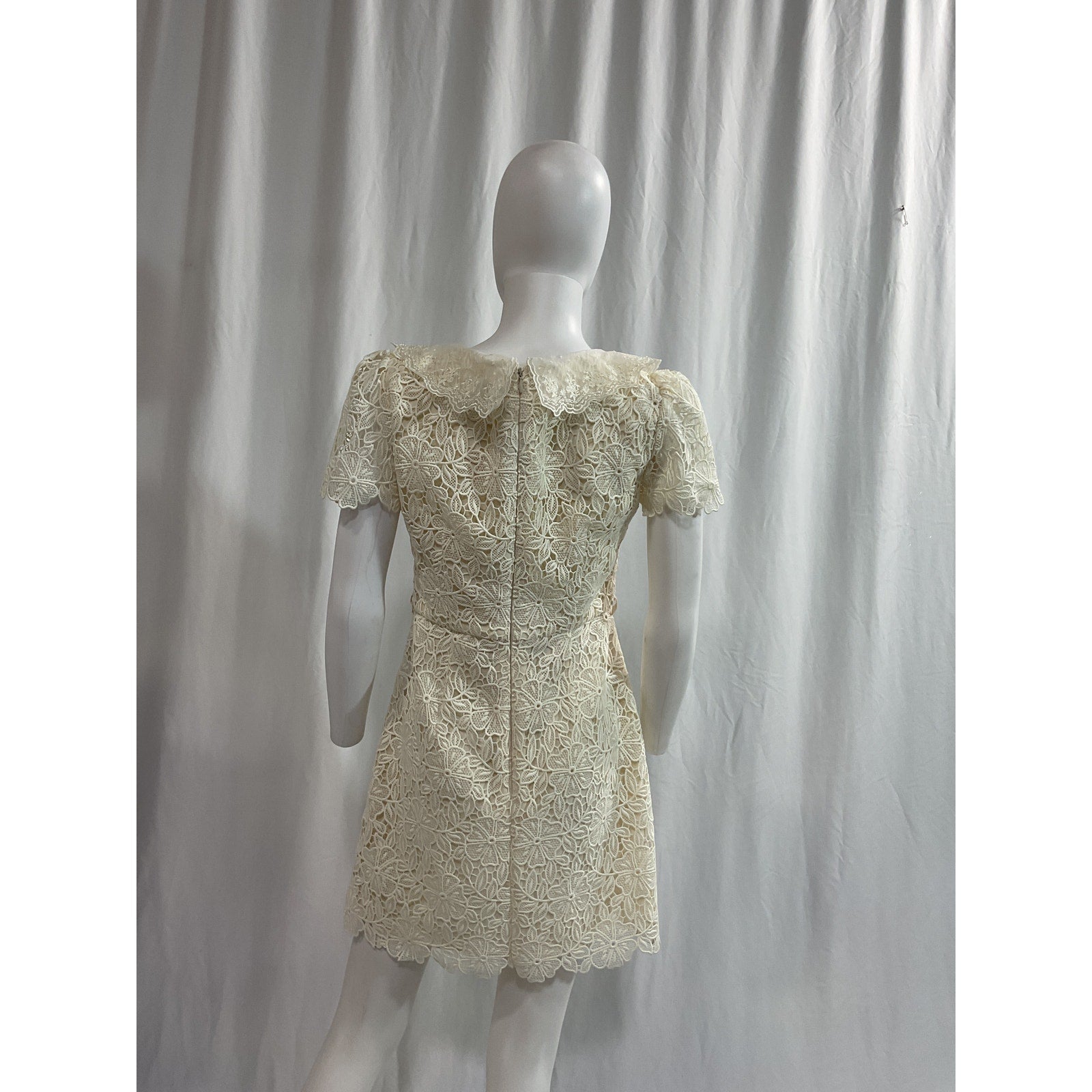 Self-Portrait 'Guipure' White Lace Short Sleeve Belted Minidress Size 6