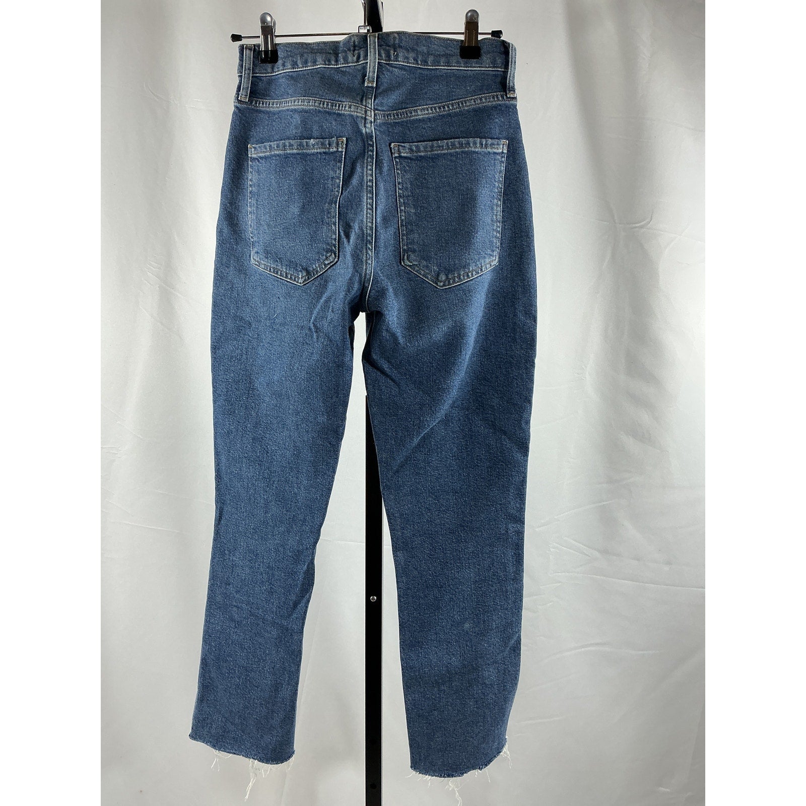 Agolde 'Riley' Blue Cotton High Rise Straight Crop Jean Size 25