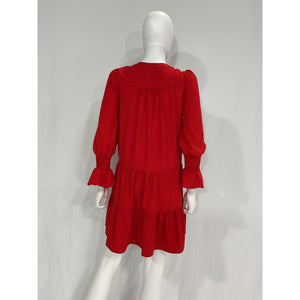 Kenzo 'Crepe' Red Kenzo Long Sleeve Dress Size XS