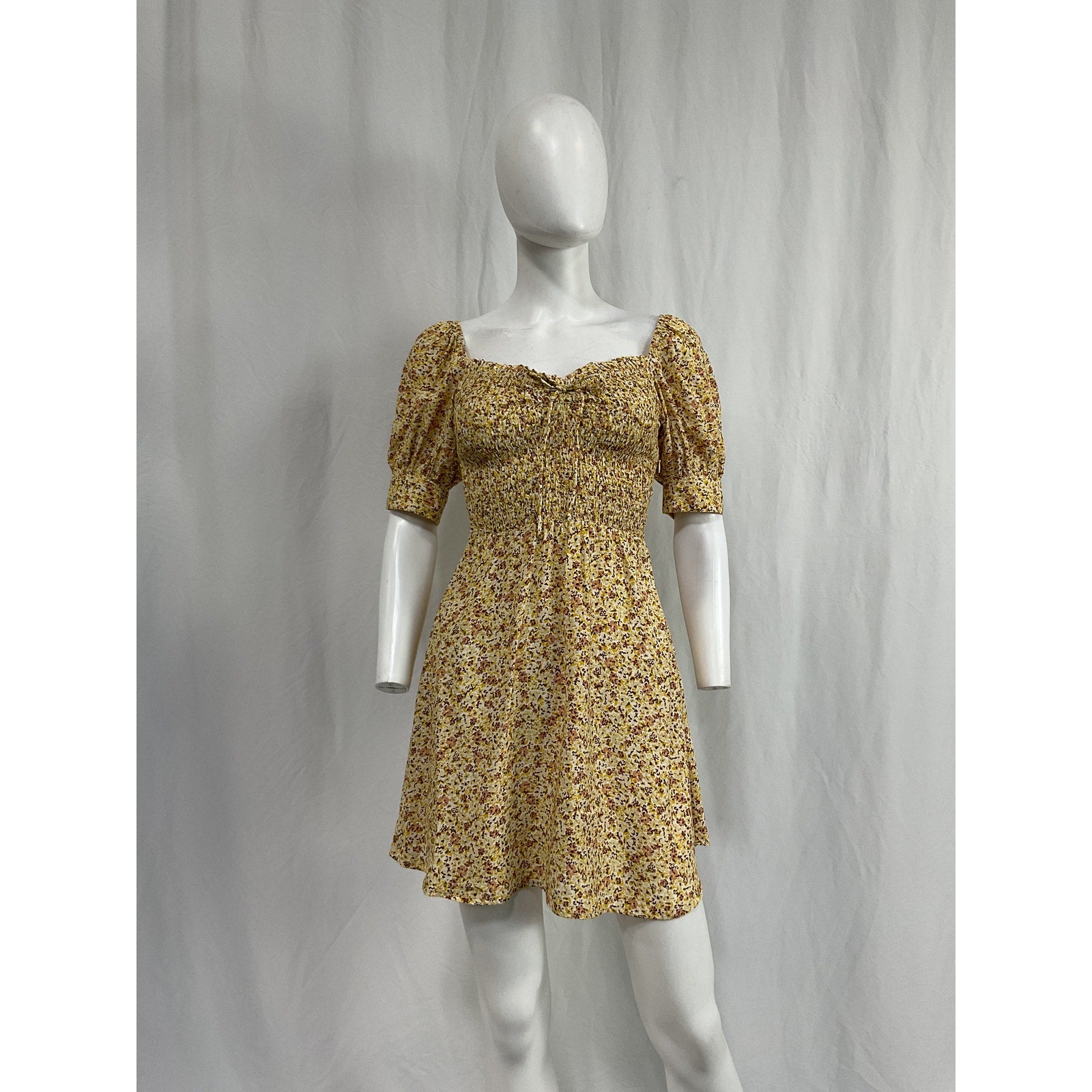 Faithfull The Brand 'Dulcia' Yellow Rayon Mini Dress Size 4