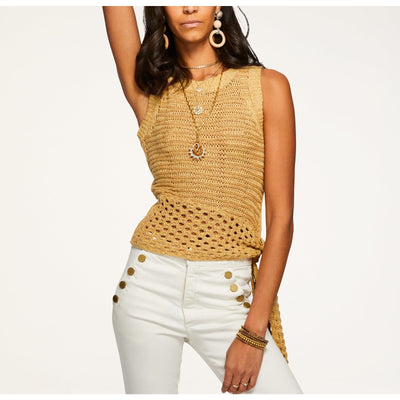 Ramy Brook 'Krystal' Gold Cotton Crochet Tank Top Size S