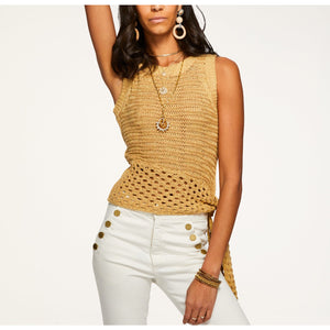 Ramy Brook 'Krystal' Gold Cotton Crochet Tank Top Size S