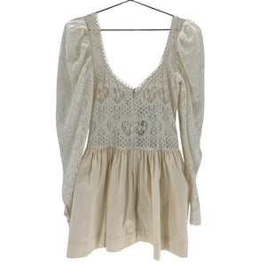 For Love & Lemons Romantic Cream Doily Lace Mini Dress Size S