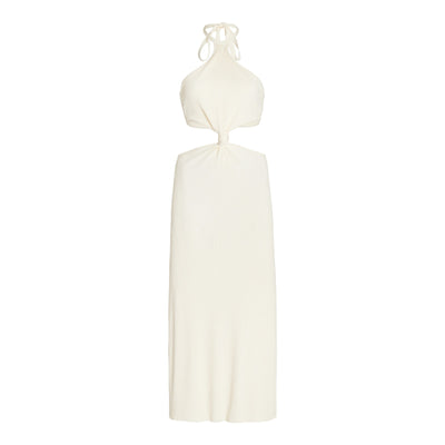 Cult Gaia Ribbed Beige Cameron Midi Dress Size S