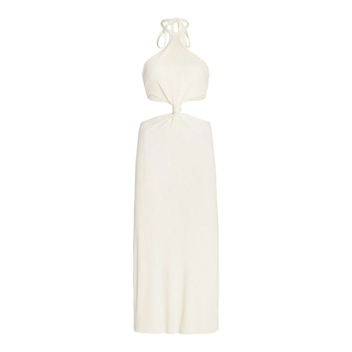 Cult Gaia Ribbed Beige Cameron Midi Dress Size S