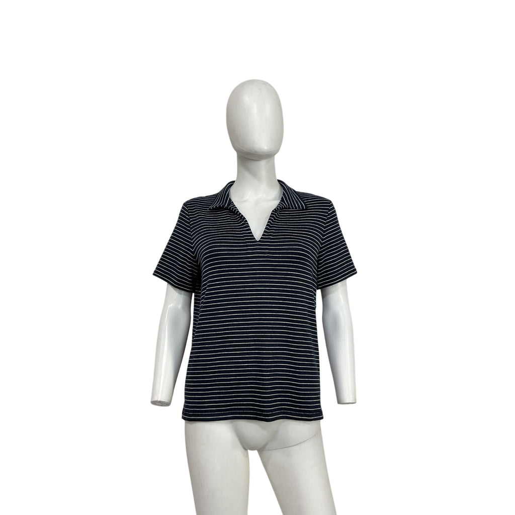 Rag & Bone Blue Rayon Striped Stretch Knit Shirt Size M