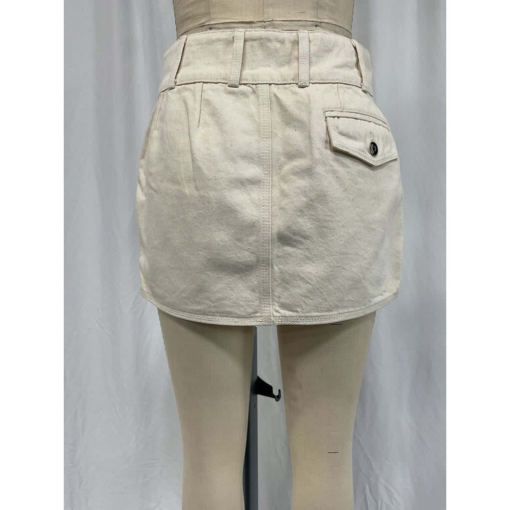 Helsa Low Rise White Cotton Mini Skirt Size S