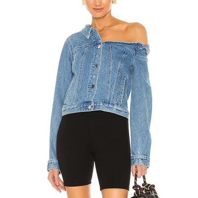 Rta Off Shoulder Natural Blue Rebecca Jacket Size M