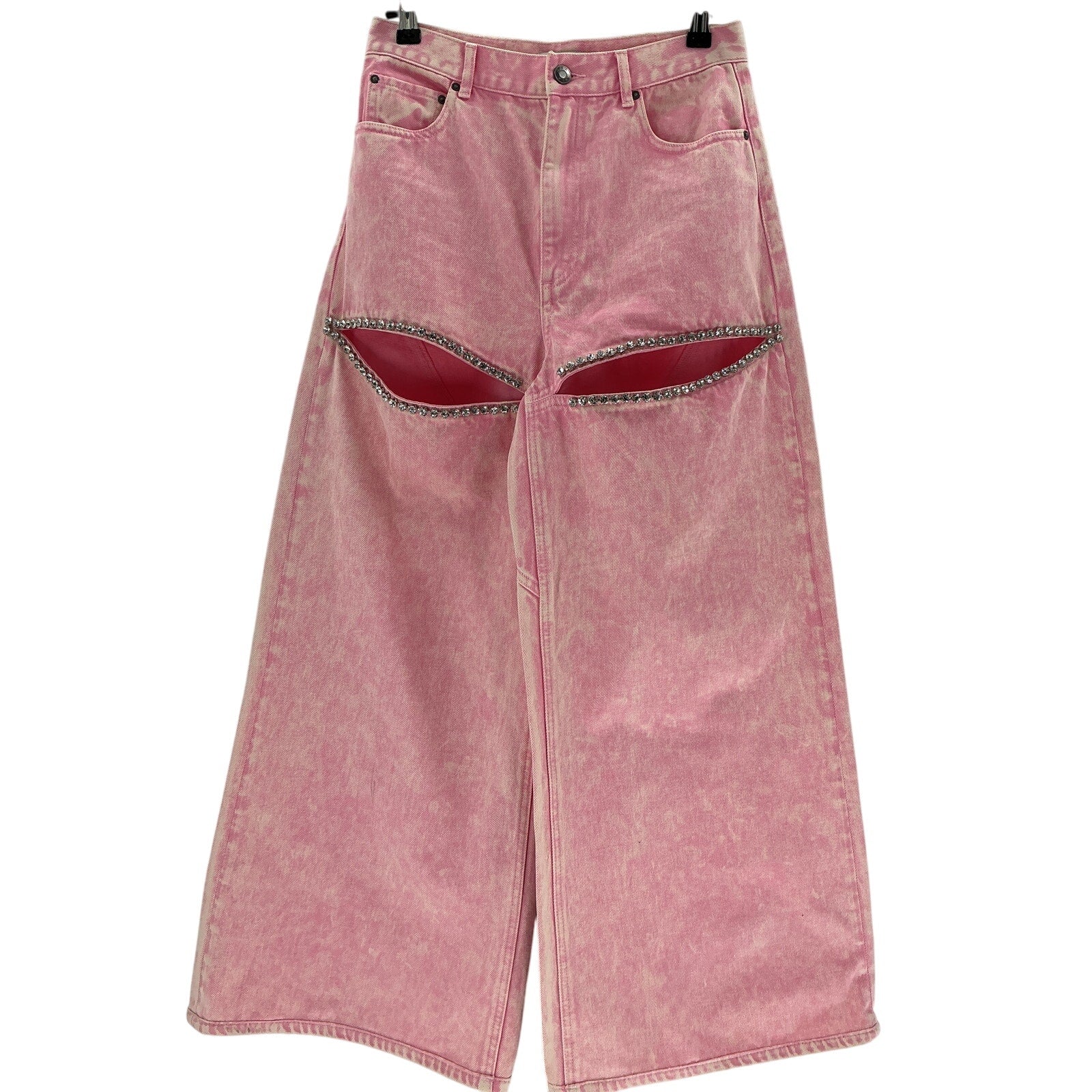Area Wide Leg Crystal Pink Cotton Slit Pant Size 27