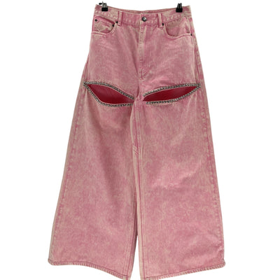 Area Wide Leg Crystal Pink Cotton Slit Pant Size 27