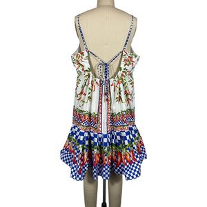 Farm Rio Vibrant Off White Picnic Peppers Ainika Mini Dress Size XL
