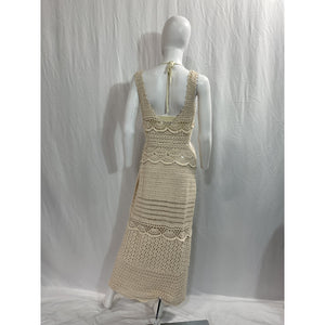 Jonathan Simkhai Ivory Crochet Halterneck Dress - Size L