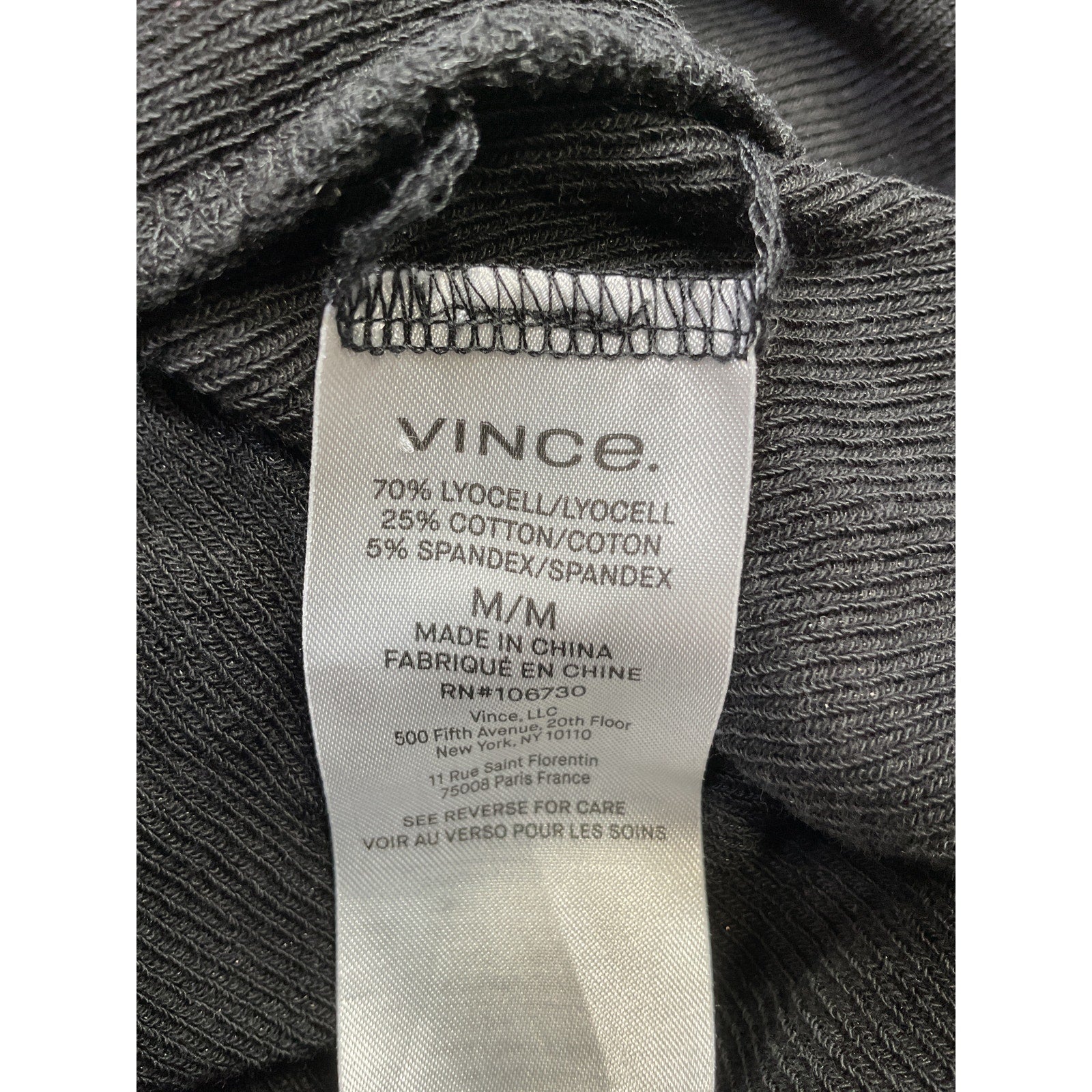 Vince Fixed Wrap Black Lyocell Top Size M