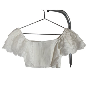 Caroline Constas Ruffled White Estelle Top Size M NWT