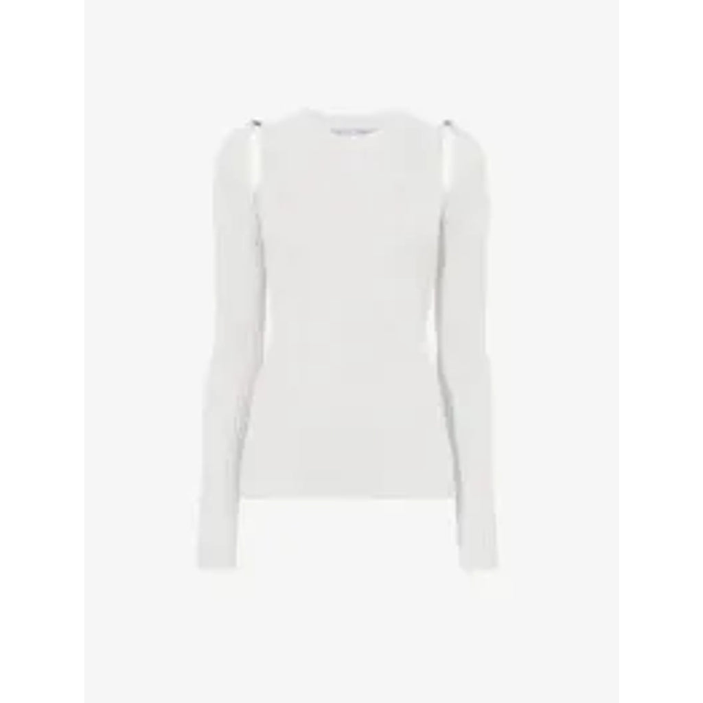 Proenza Schouler Cashmere Cream Cotton Button Sleeve Sweater Size XS