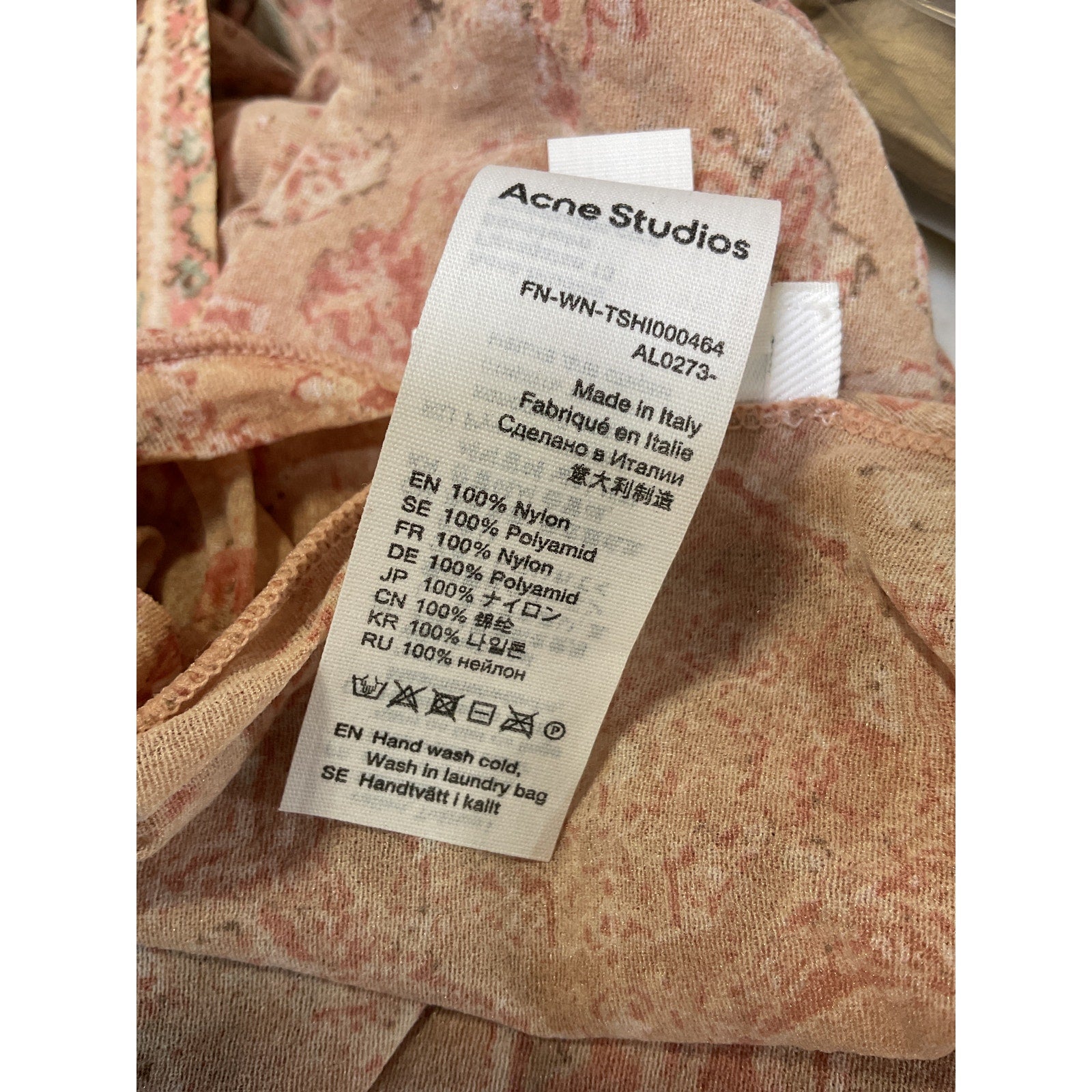 Acne Studios Orange Semi Sheer Top Size S