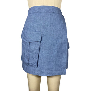Ralph Lauren Chic Capri Blue Cargo Wrap Skirt Size 0
