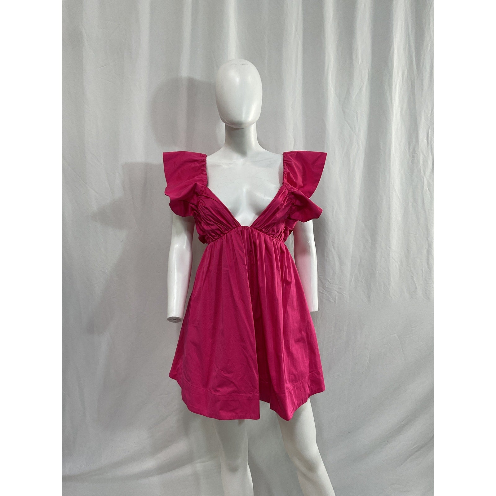 For Love & Lemons 'Clementine' Pink Poplin Mini Dress Size S
