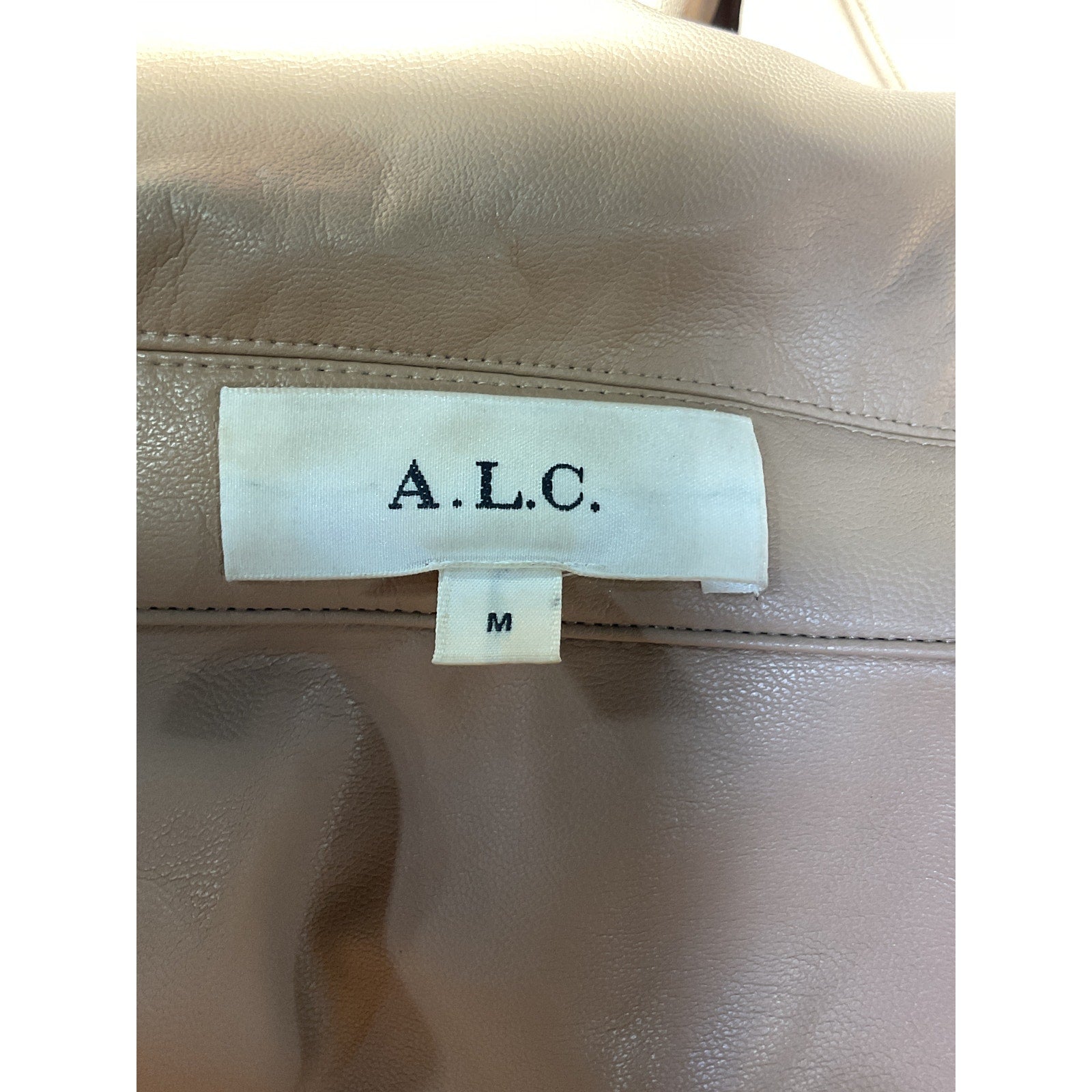 A.L.C. 'Wellsley' Beige Faux Leather Jacket Size L