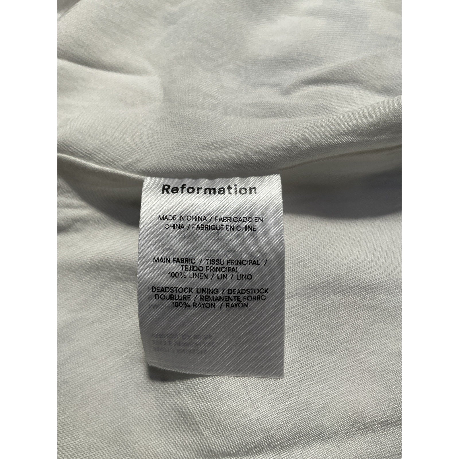 Reformation 'Kieryn' White Linen Dress Size 2