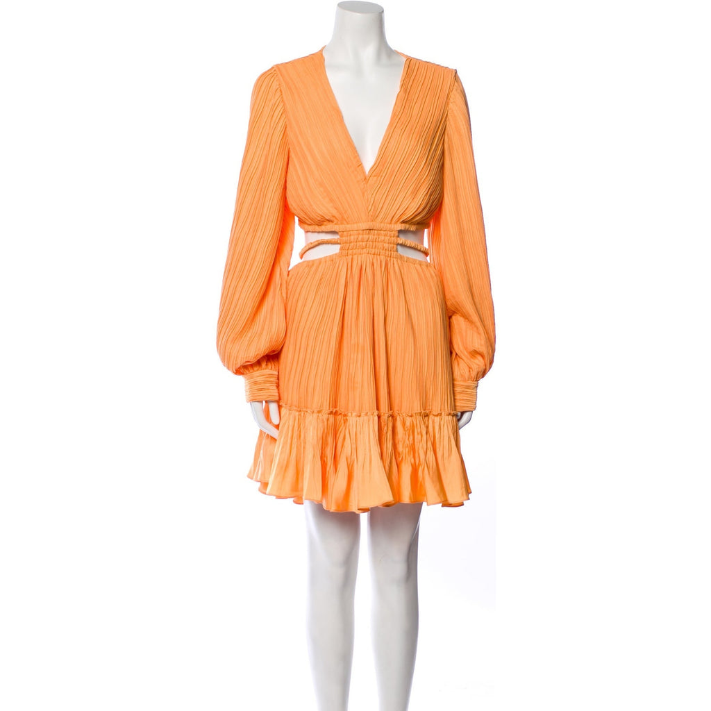 Simkhai V-Neck Orange Long Sleeve Midi Length Dress Size M