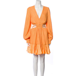 Simkhai V-Neck Orange Long Sleeve Midi Length Dress Size M