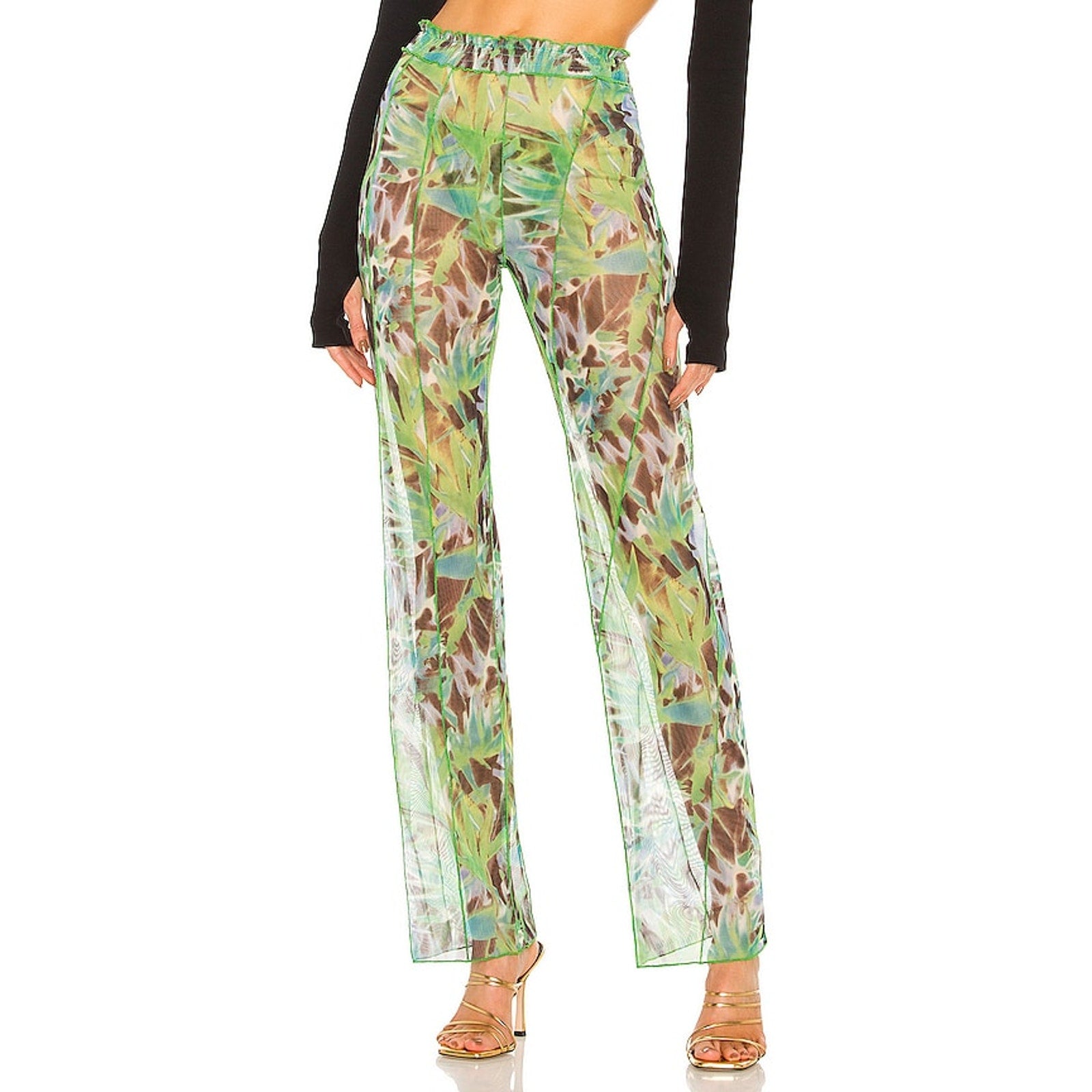 Kim Shui Green Printed Pants Size S - NWT