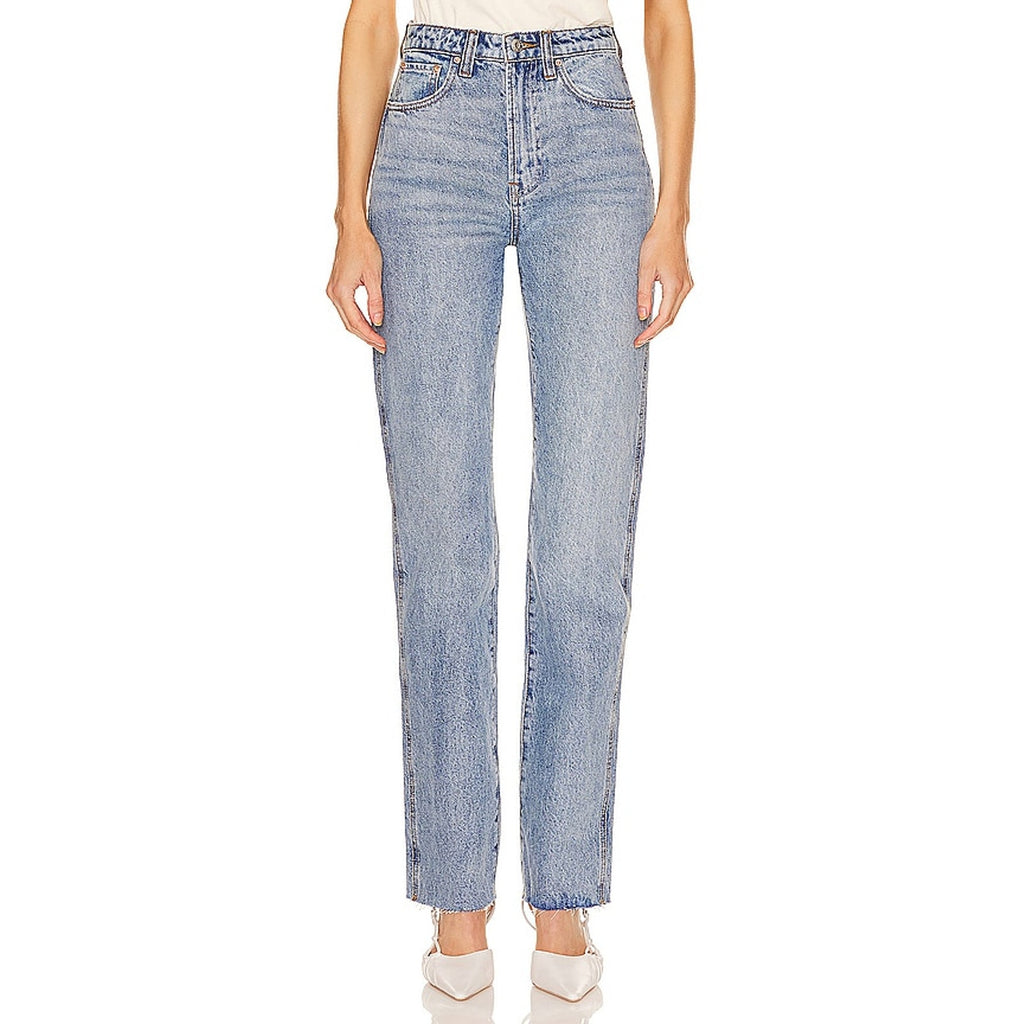 Grlfrnd 'Sara' Blue Cotton Super High Rise Straight Jean Size 26