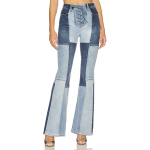 Afrm Patchwork Blue Astrid Denim Jeans Size 26