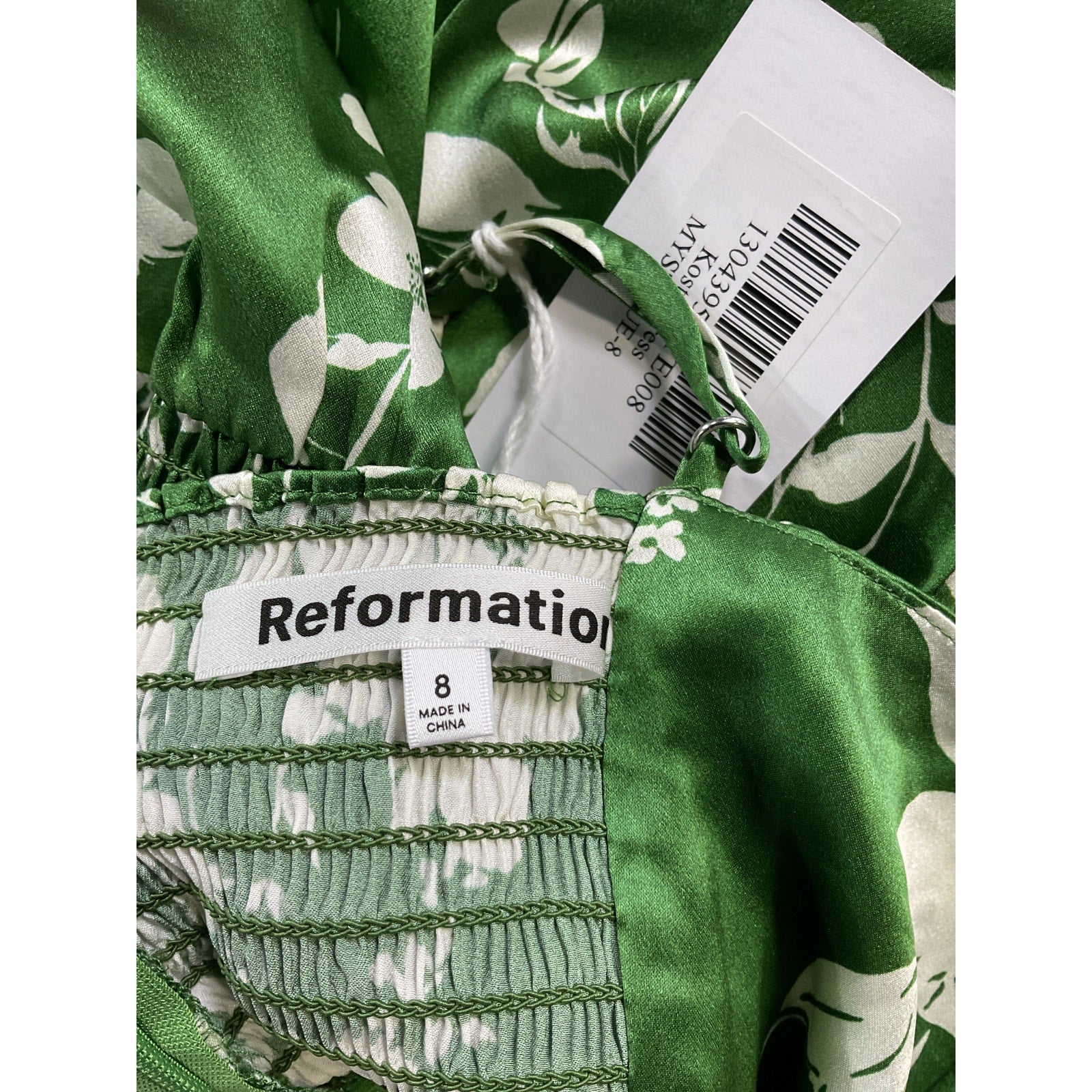 Reformation 'Kosta' Green Silk Dress Size 8 - NWT