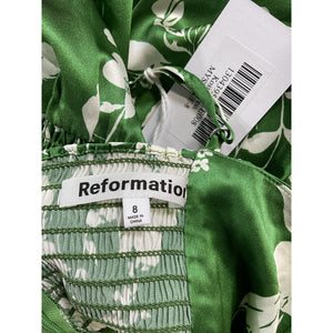Reformation 'Kosta' Green Silk Dress Size 8 - NWT