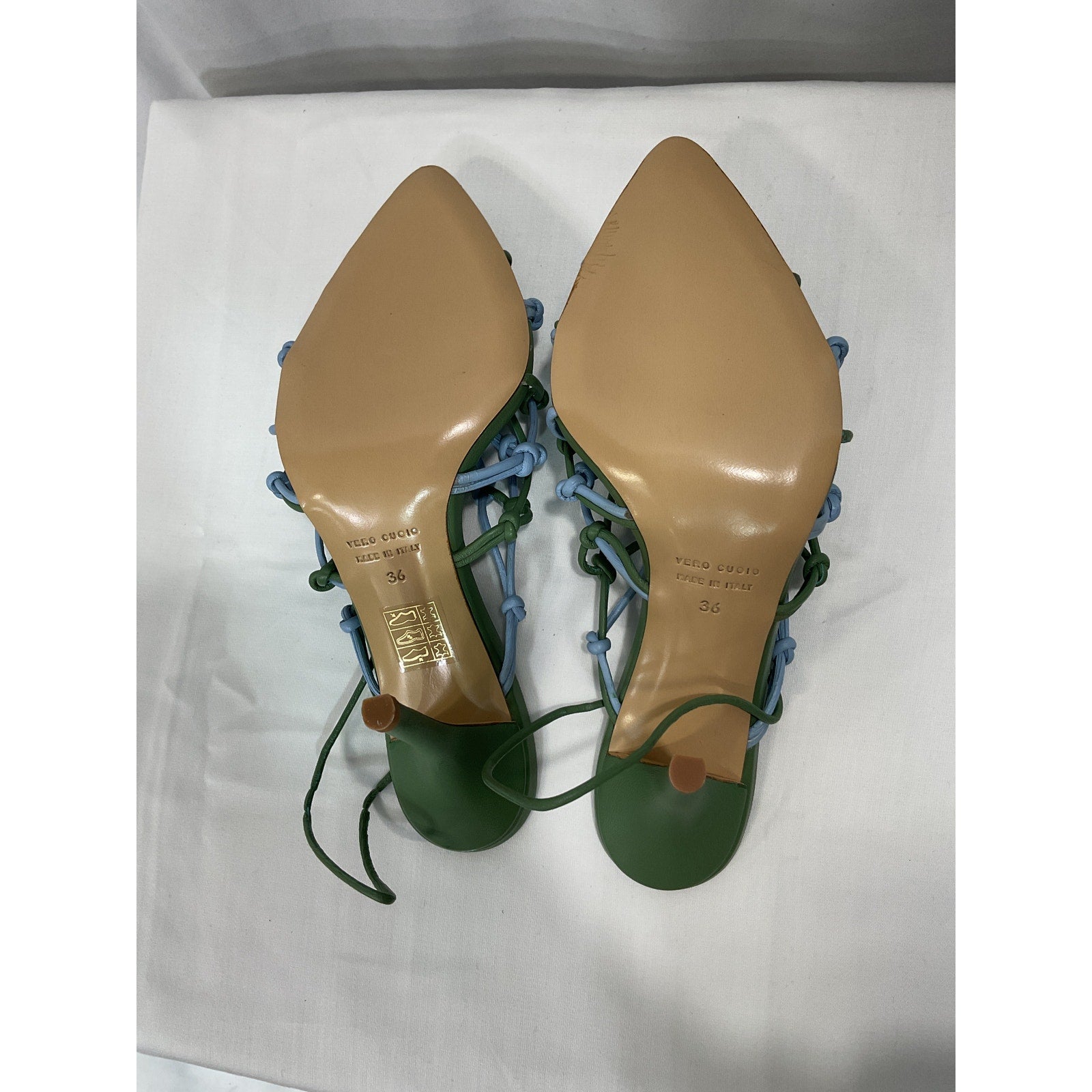 Gia Borghini 'Woven' Blue Leather Sandal Size 6