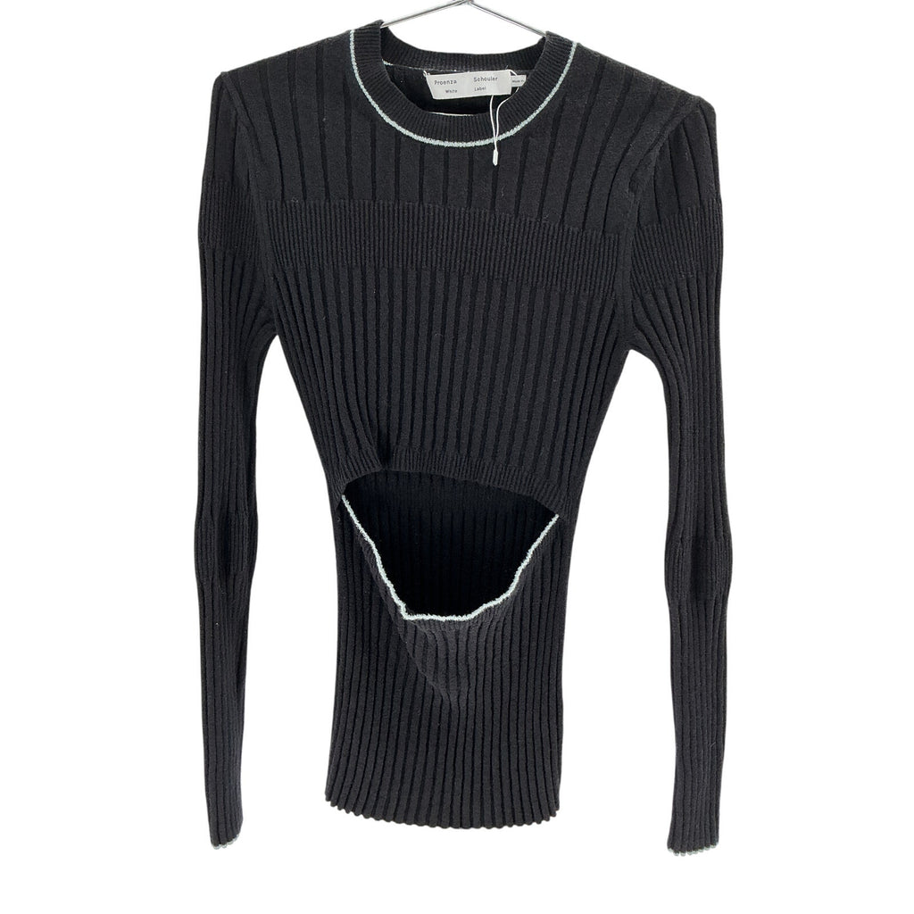 Proenza Schouler 'Fine' Black Cotton Boucle Top Size M