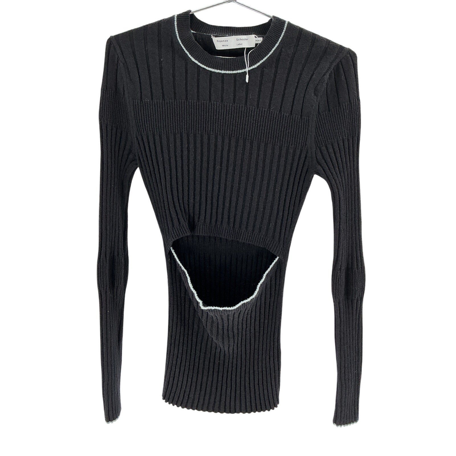 Proenza Schouler 'Fine' Black Cotton Boucle Top Size M