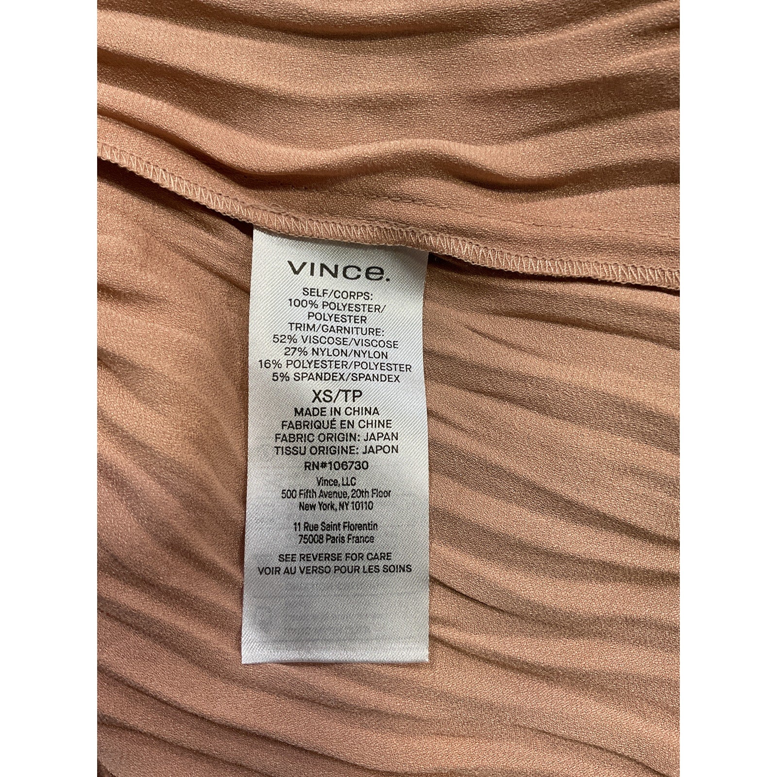 Vince Satin Pink Mockneck Short Sleeve Top Size XS