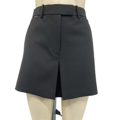 Helmut Lang Tailored Black Slash Suit Mini Skirt Size 2