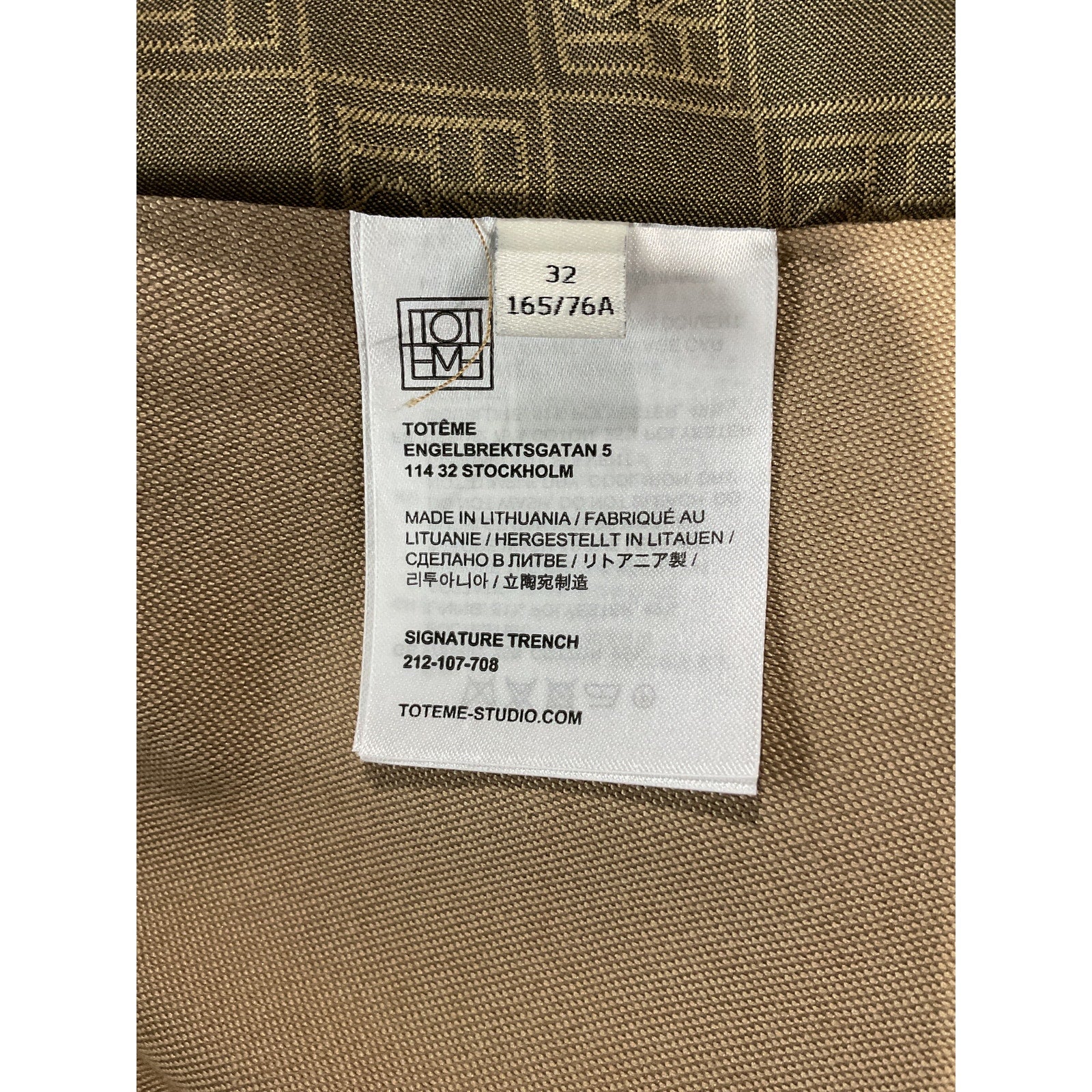 Toteme Double-Breasted Tan Cotton Gabardine Trench Coat Size 32