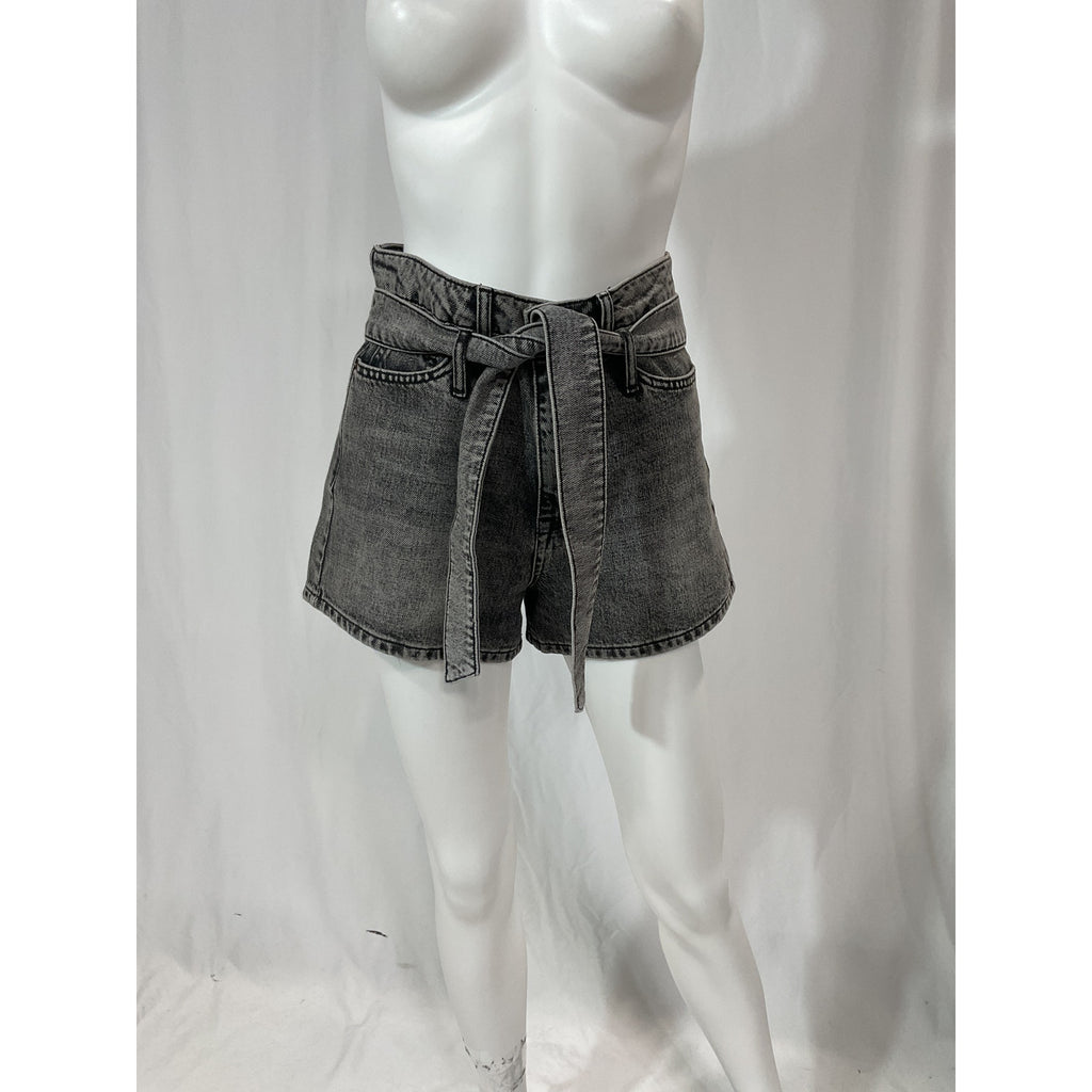 Marissa Webb 'Banks Paper Bag' Black Denim Boyfriend Short Size 24