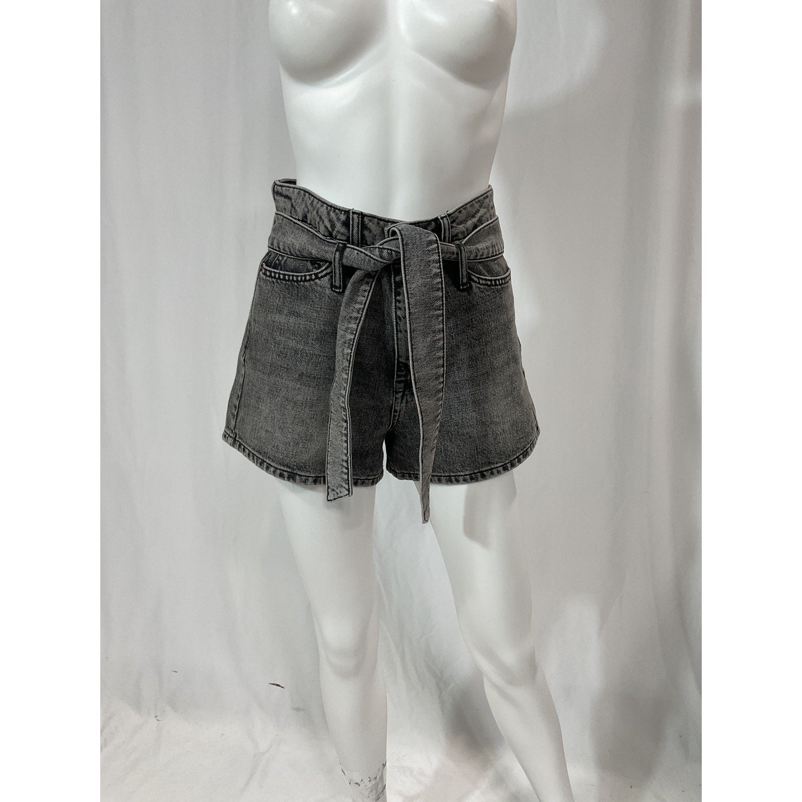 Marissa Webb 'Banks Paper Bag' Black Denim Boyfriend Short Size 24
