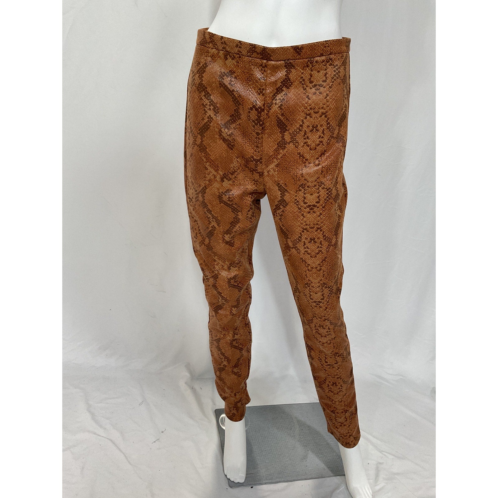 Michael Costello 'Lexington' Tan Snakeskin Embossed Faux Leather Pant Size M