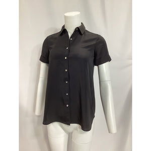 Hatch 'The Savannah' Black Short Sleeve Button Down Top Size 0