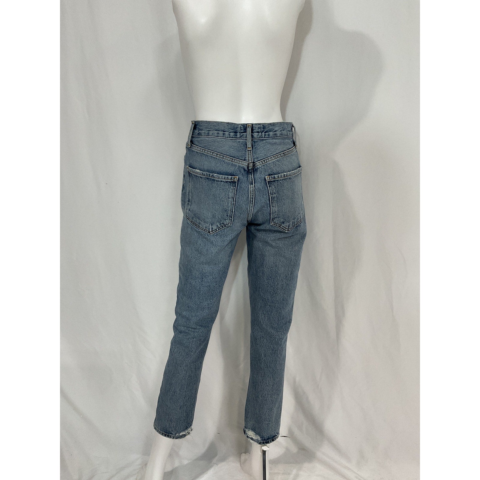 Agolde 'Riley' Blue High Rise Straight Crop Denim Jean Size 25