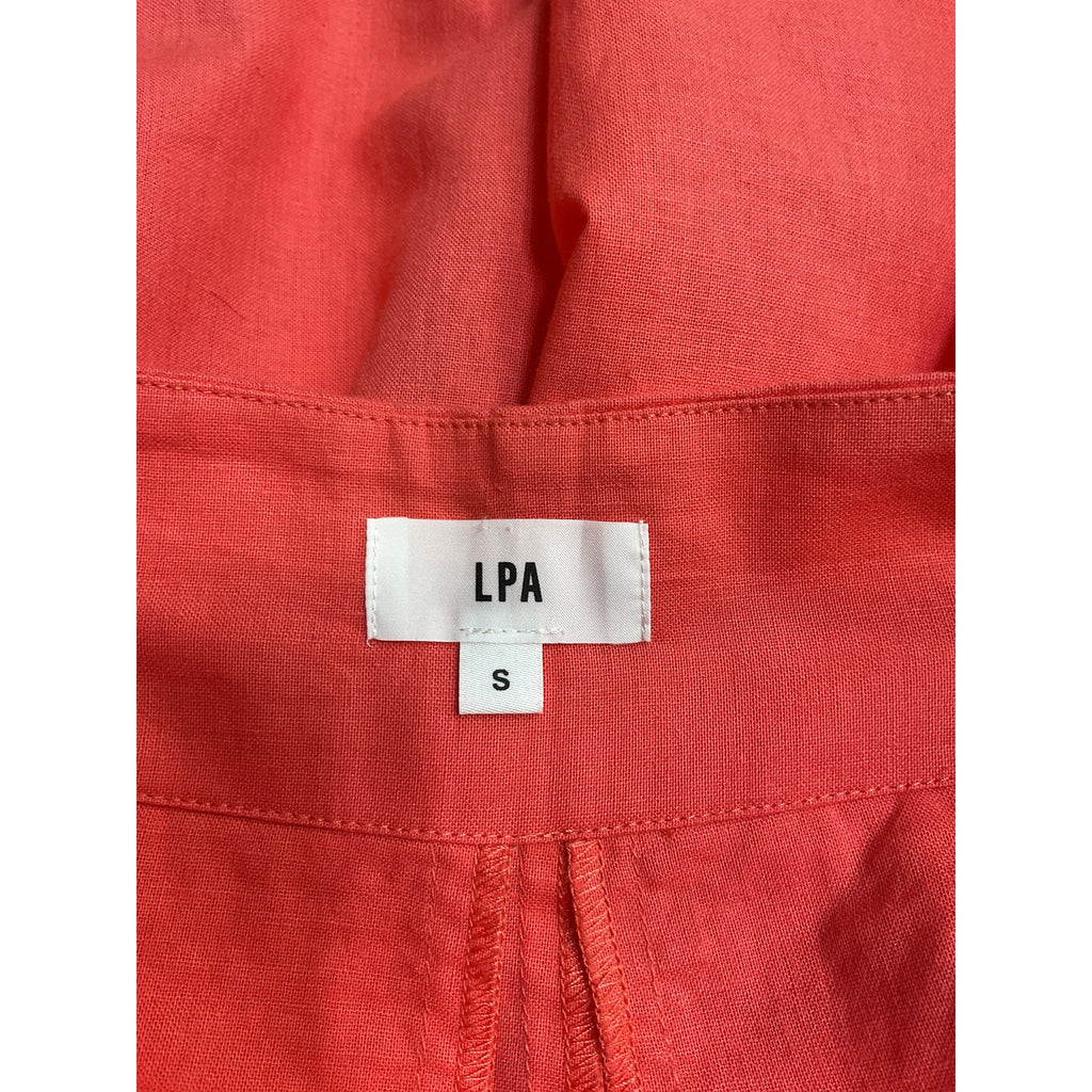 Lpa Wide Leg Paperbag Red Cotton Pant Size S