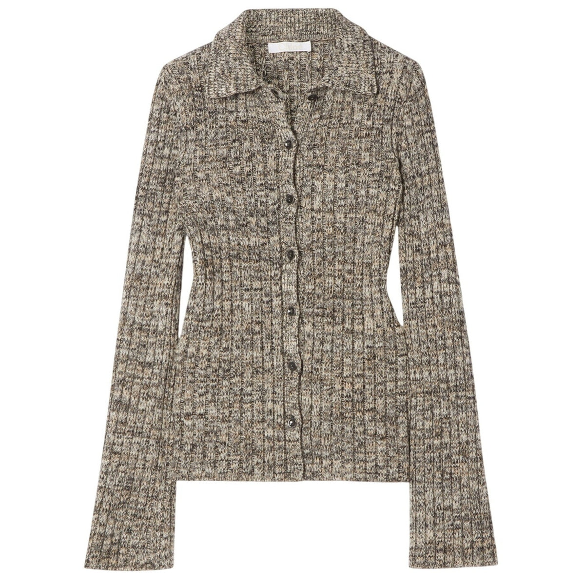 Chloé Ribbed Cashmere Black Button Front Cardigan Sweater Size XL