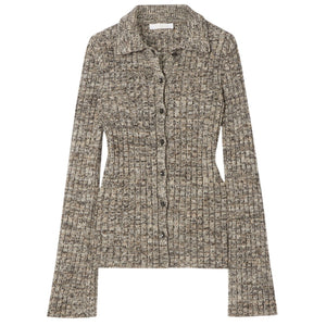 Chloé Ribbed Cashmere Black Button Front Cardigan Sweater Size XL