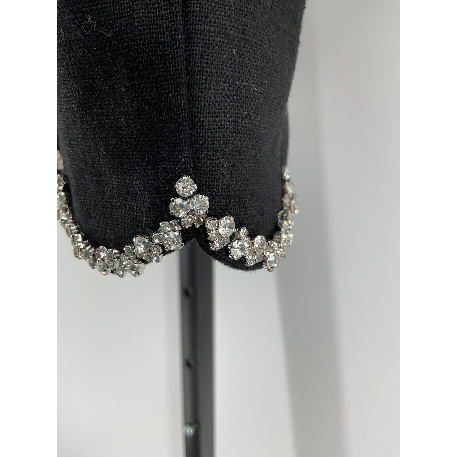 Zimmermann Crush Black Linen Crystal-Embellished Scalloped Crop Top Size 0