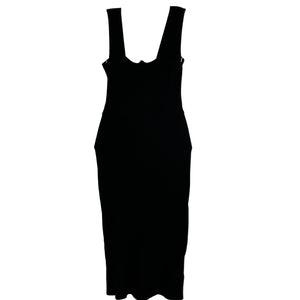 Reformation Ribbed Black Cassie Midi Dress Size M