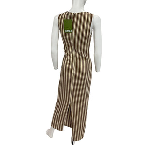 La Blanca Striped Brown Demi Midi Dress Size XS / S NWT