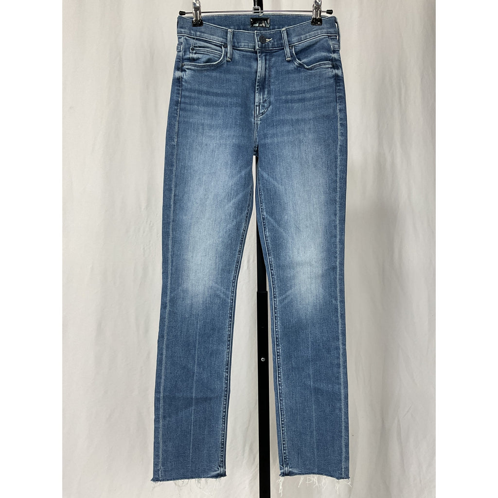 Mother The Dazzler Blue Cotton Mid Rise Ankle Fray Denim Jean Size 25